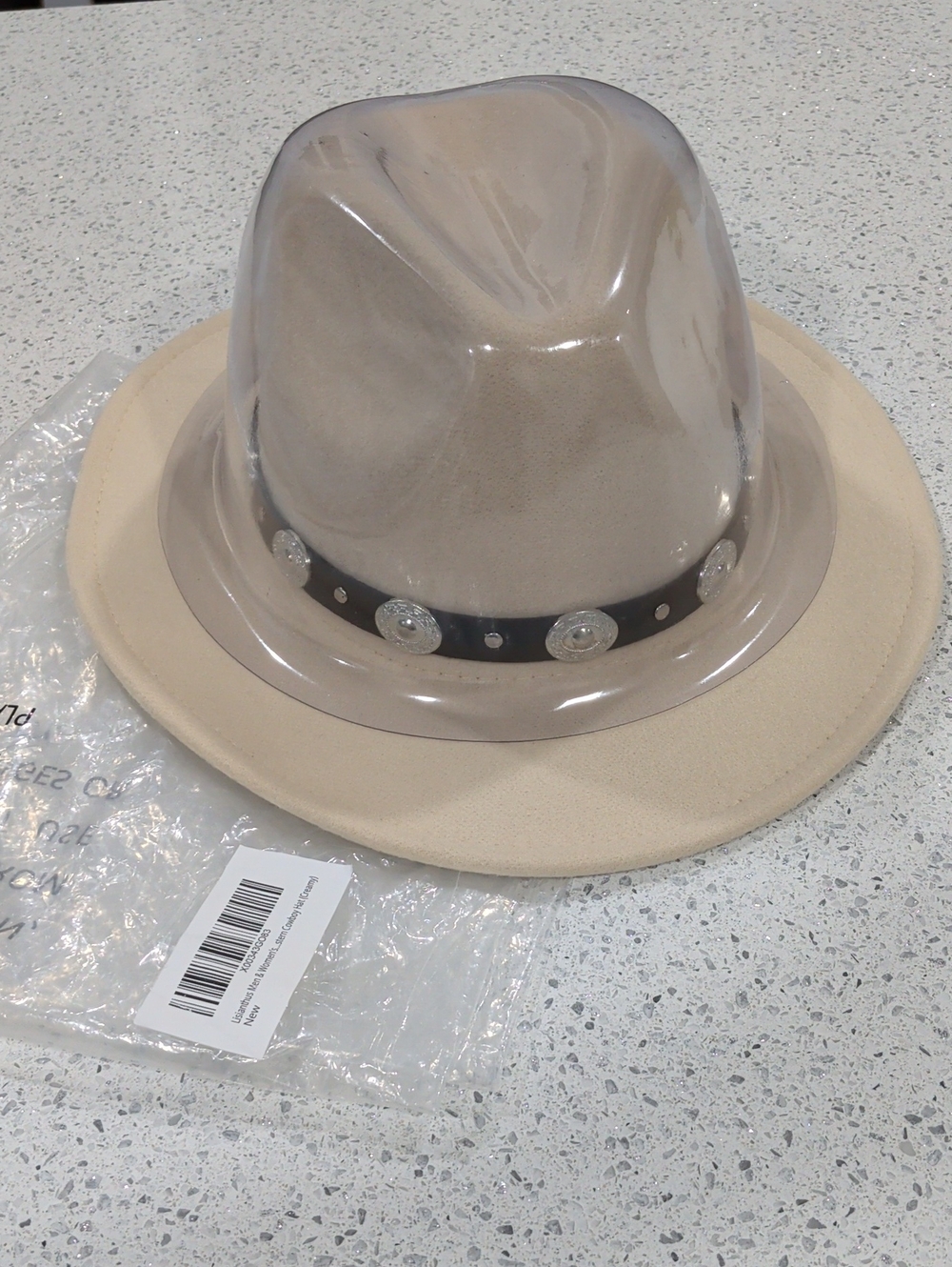 NWT Women Or Men's Cream Felt Cowboy Hat with Decorative Black Band - Picture 7 of 7
